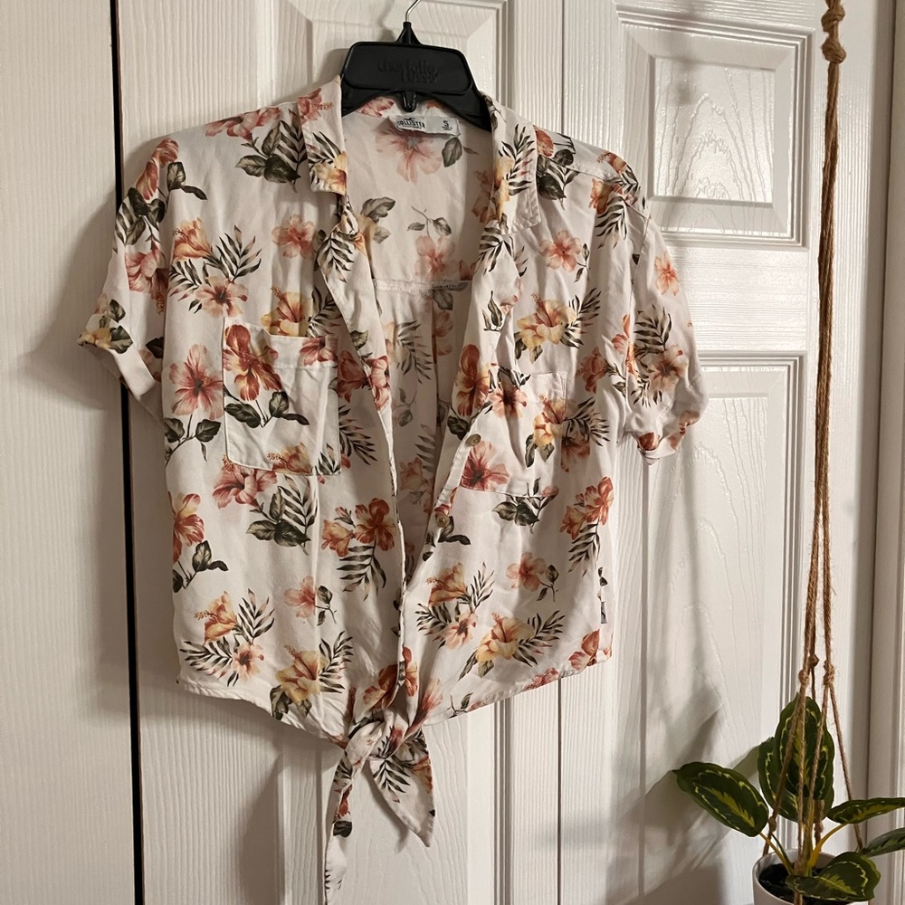 Palm, Hibiscus button up